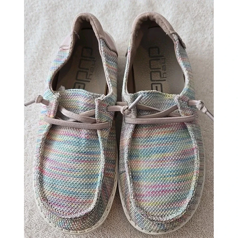 Hey Dude Wendy Sox‎ Pastels Shoes Youth Size Y2 L3 Slipon Multicolor